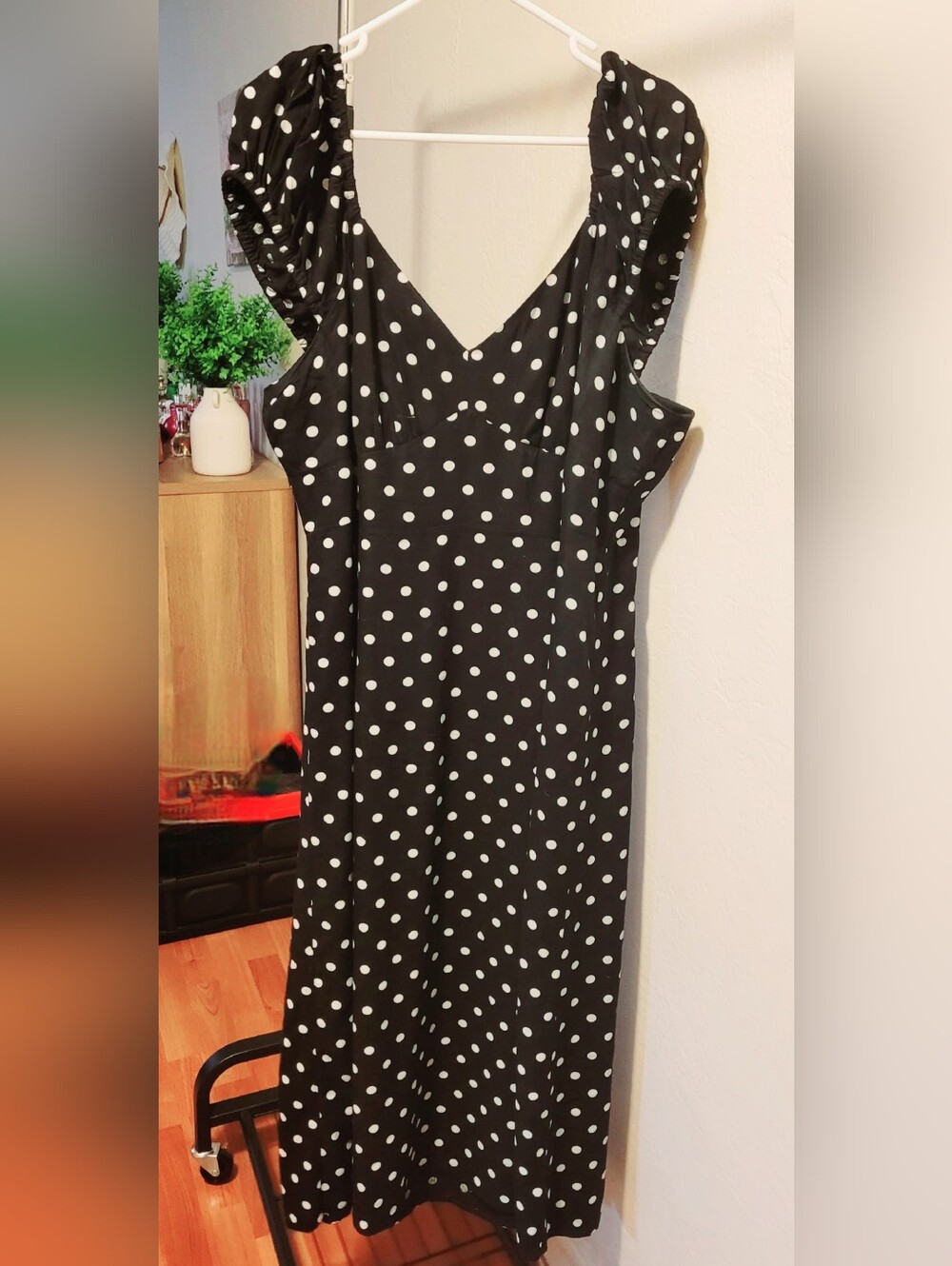 Old Navy Black and White Polka Dot Midi Dress